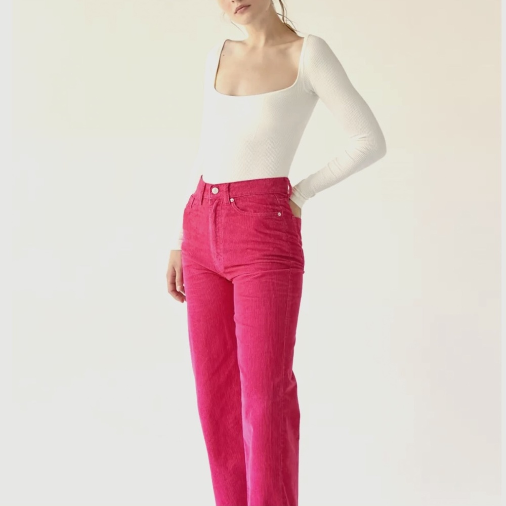 BDG High and Wide Corduroy Pant in Pink